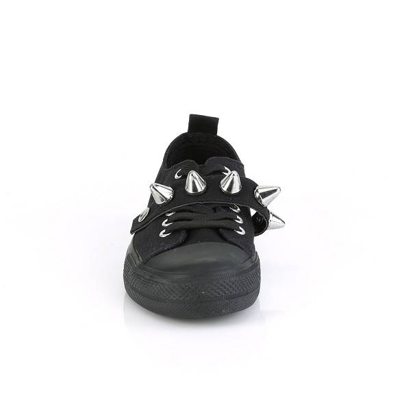 Demonia Deviant-04 Black Canvas Schuhe Damen D506-918 Gothic Sneakers Schwarz Deutschland SALE